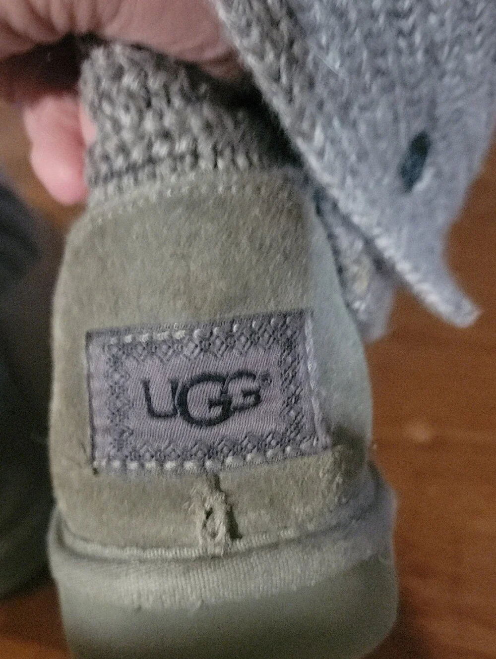 UGG Kids Gray Knit Button Booties